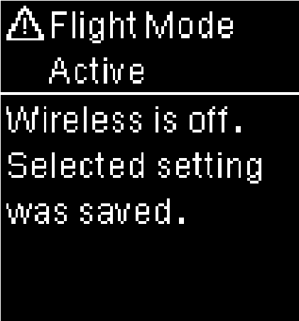 "Flight Mode Active - Setting saved" error