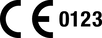 Symbol for compliance with the provisions of the applicable EU Legislation. Notified body 0123.
